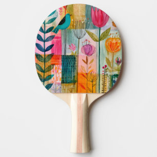 Raquette De Ping Pong Charmant Patchwork Merle Bleu Prairie