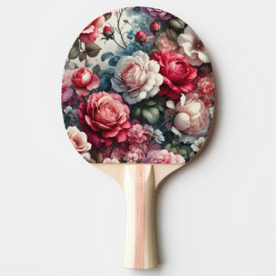 Raquette De Ping Pong Charme Floral Rose intemporel