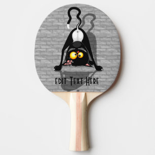 Raquette De Ping Pong Chat à l'envers Personnage de dessin animé drôle