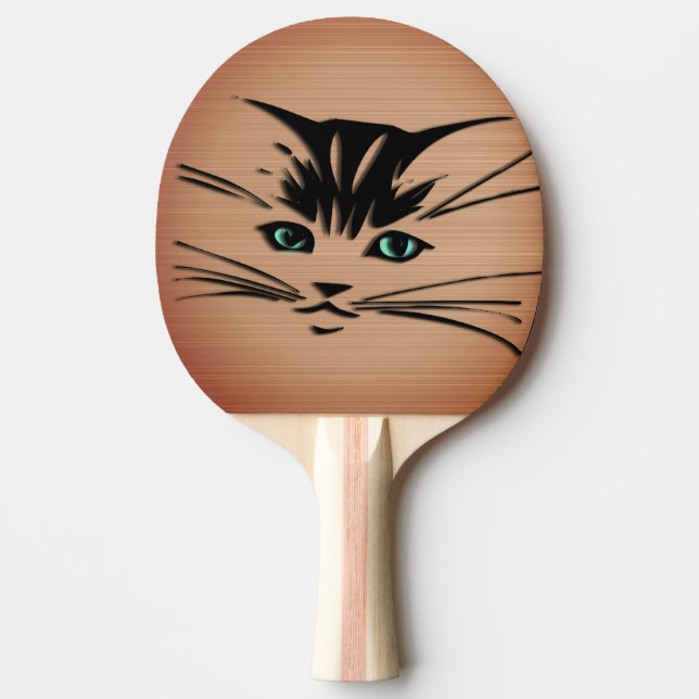 Raquette De Ping Pong Chat aux yeux verts Rustique  (Devant)