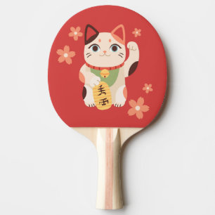 Raquette De Ping Pong Chat Chanceux Maneki Neko Mignon
