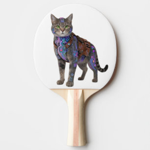 Raquette De Ping Pong Chat Circuit Cyberpunk – Bête Technologique Néon