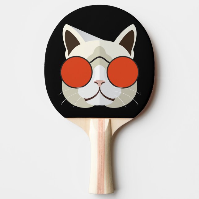 Raquette De Ping Pong Chat cool en lunettes de soleil (Devant)