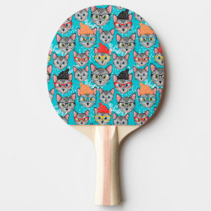 Raquette De Ping Pong Chat dans le casquette