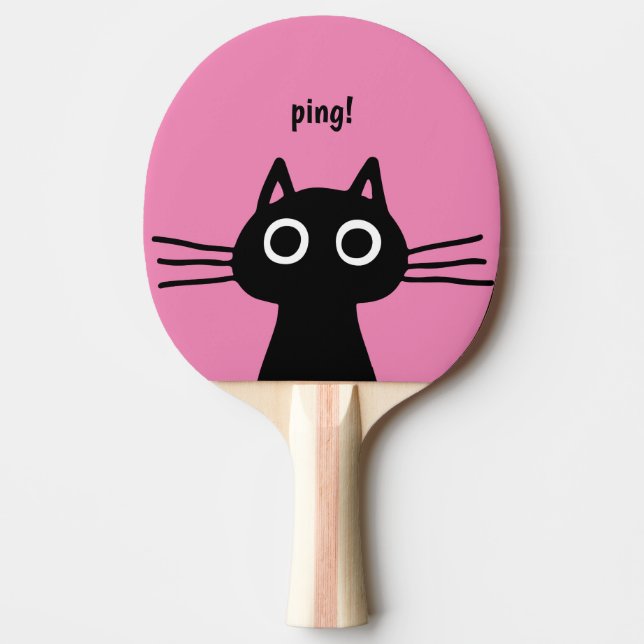 Raquette De Ping Pong Chat de Kitty Black| Feline amusante (Devant)