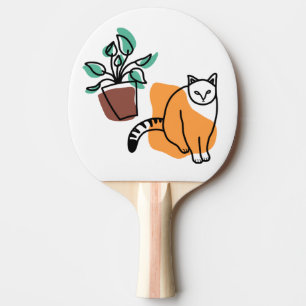 Raquette De Ping Pong Chat et le plante