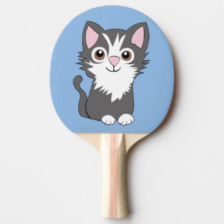 Raquette De Ping Pong Chat gris et blanc