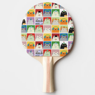 Raquette de Ping Pong Chat Mignon Collage Kawaii