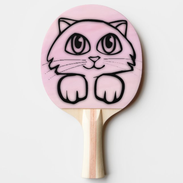 Raquette De Ping Pong Chat Mignonne Gros Oeil Peeking Rose (Dos)
