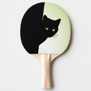Raquette De Ping Pong Chat noir aux yeux verts