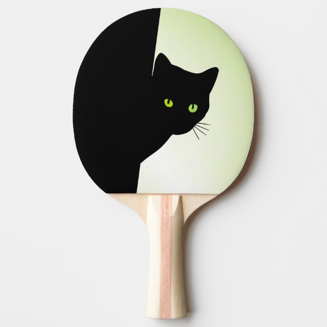 Raquette De Ping Pong Chat noir aux yeux verts (Devant)