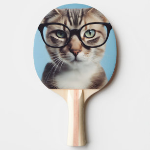 Raquette De Ping Pong Chat Portant des lunettes