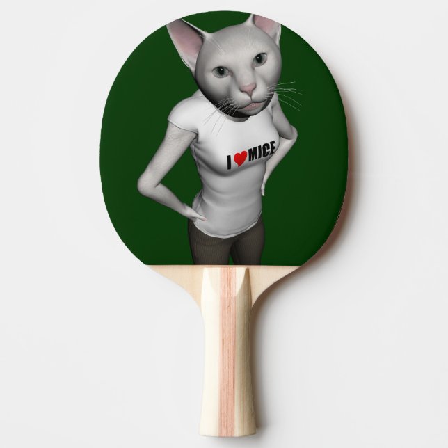 Raquette De Ping Pong Chat Siamais Blanc Amoureux Mice (Devant)