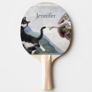Raquette De Ping Pong Chat smoking touchant la patte divine