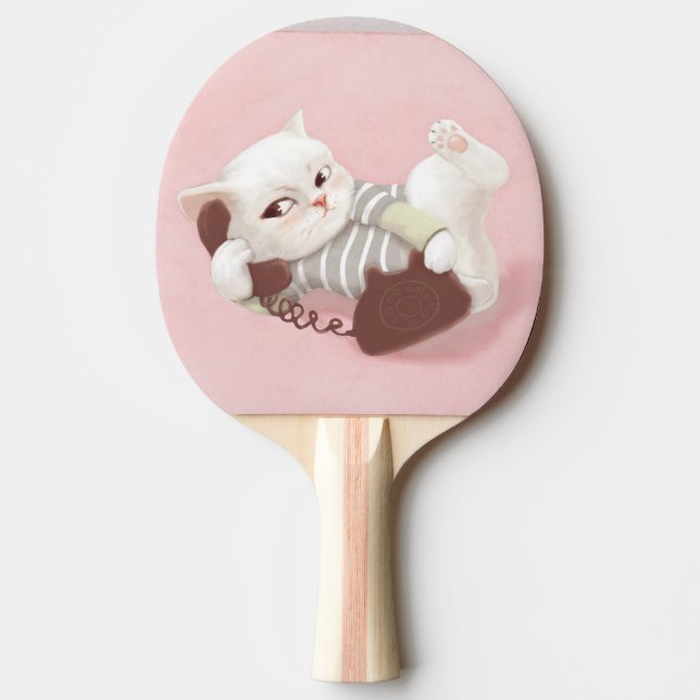 Raquette De Ping Pong Chat sur le téléphone (Devant)