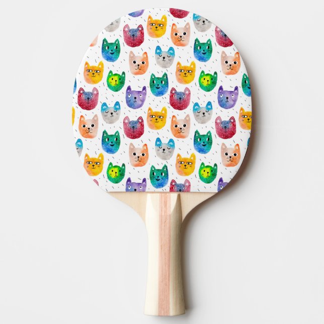 Raquette De Ping Pong Chats aquarelles et amis (Devant)