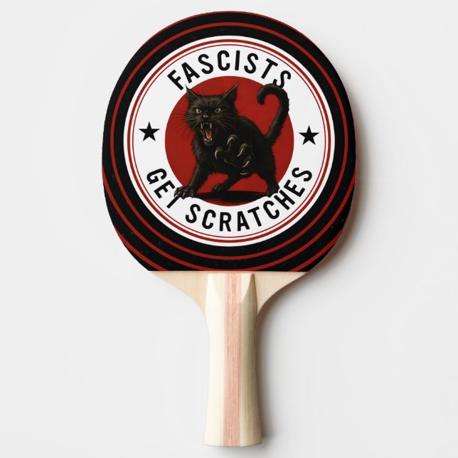 Raquette De Ping Pong Chats contre les fascistes (Devant)