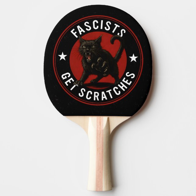 Raquette De Ping Pong Chats contre les fascistes (Devant)