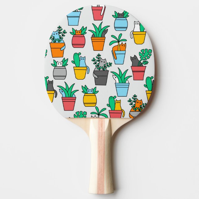 Raquette De Ping Pong Chats dans les pots à fleurs (Devant)