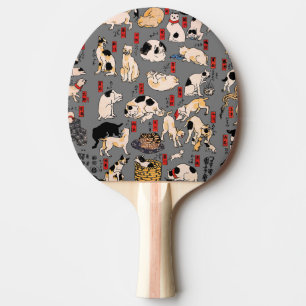 Raquette De Ping Pong chats japonais Ukiyo-e Funny kitty