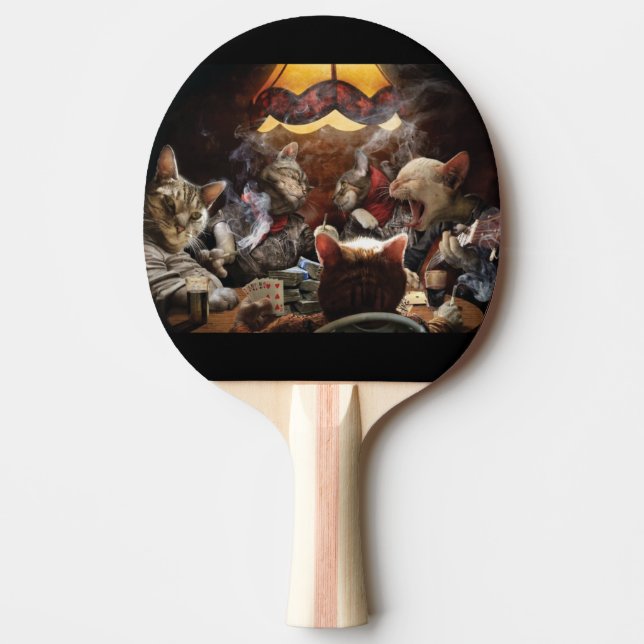 Raquette De Ping Pong Chats jouant au poker (Devant)