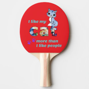 Raquette De Ping Pong "Chats Meilleure Compagnie Que Hommes" Art Design