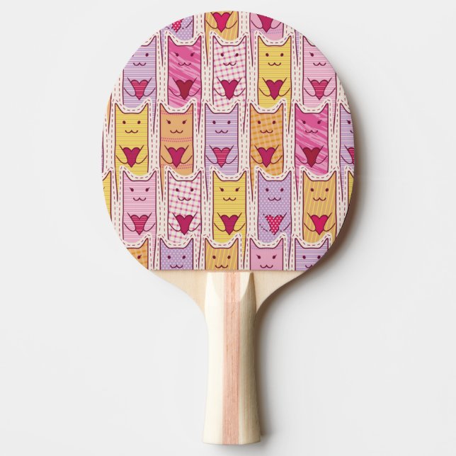 Raquette De Ping Pong Chats mignons avec les coeurs affectueux (Devant)