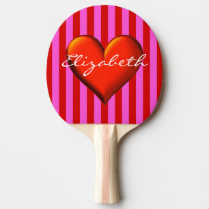 Raquette De Ping Pong Chaud rose rouge rayure rouge métal monogramme de