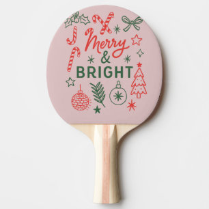 Raquette De Ping Pong Chaussette de Noël rétro Merry & Bright Festive