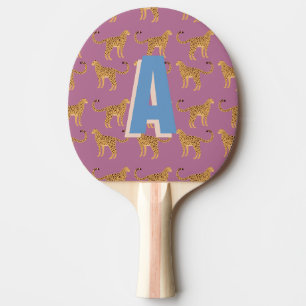 Raquette De Ping Pong Cheetah, léopard rose monogrammé