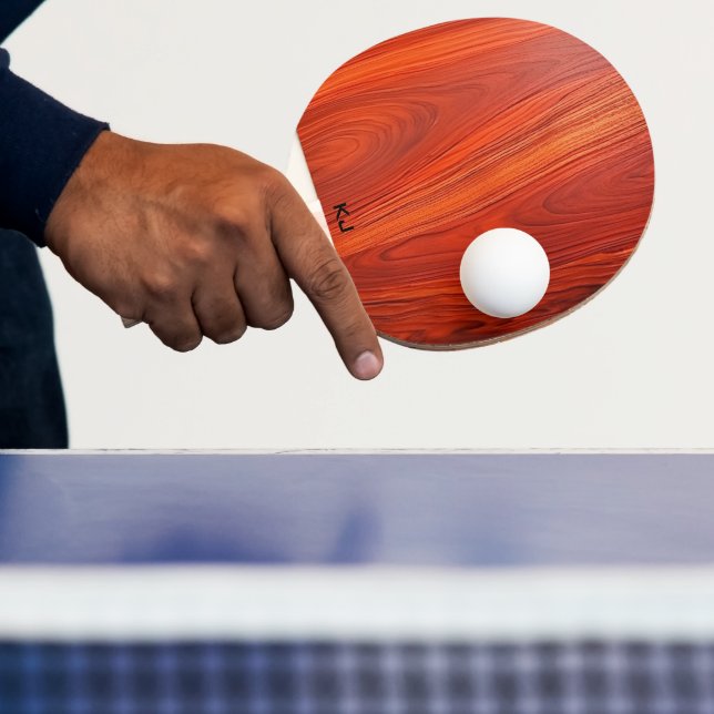 Raquette De Ping Pong Cherry wood texture custom monogram. (Insitu)