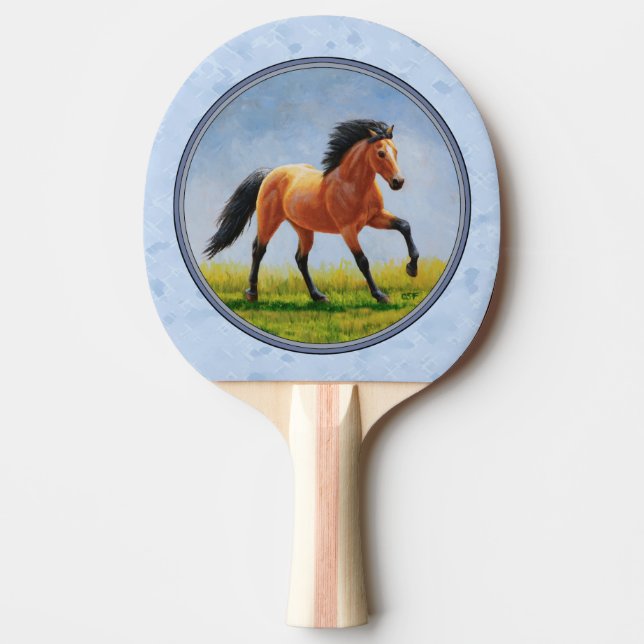 Raquette De Ping Pong Cheval Buckskin courant bleu clair (Devant)