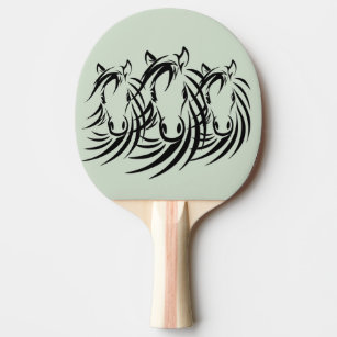 Raquette De Ping Pong Cheval noir sur vert