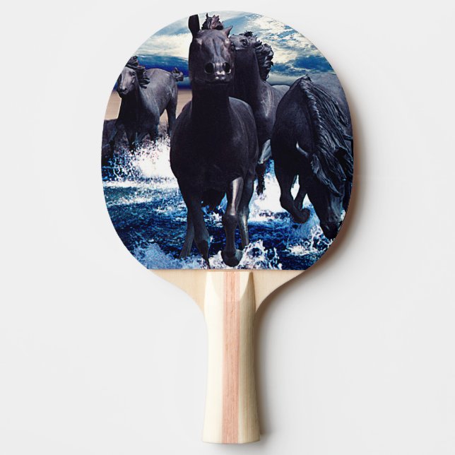 Raquette De Ping Pong Chevaux Courant Dans L'Eau (Devant)