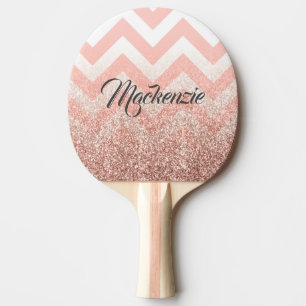 Raquette De Ping Pong Chevrons et parties scintillantes roses