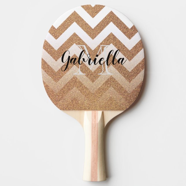 Raquette De Ping Pong Chevrons Parties scintillant d'or (Devant)