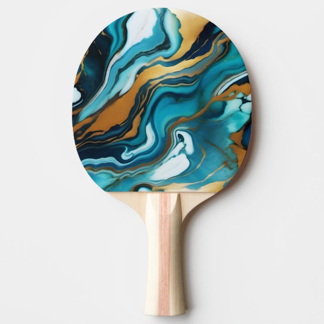 Raquette De Ping Pong Chic Elegant bleu vert or Faux Marble (Devant)