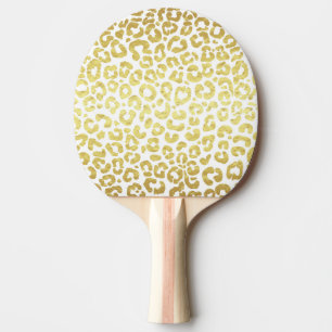 Raquette De Ping Pong Chic moderne or blanc léopard Jaguar Cheetah