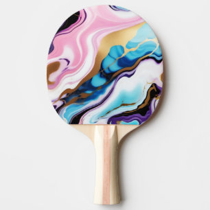 Raquette De Ping Pong Chic Pastel bleu rose violet or Faux Marble