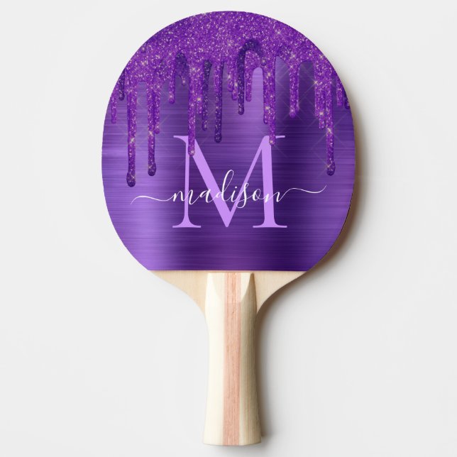 Raquette De Ping Pong Chic Purple Parties scintillant de séchage brosse  (Devant)
