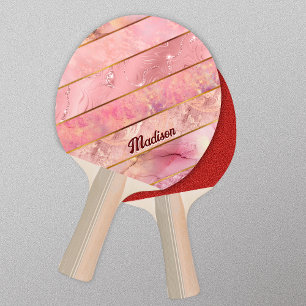 Raquette De Ping Pong Chic rose or girly élégante géométrique