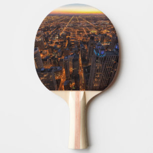 Raquette De Ping Pong Chicago du centre au coucher du soleil
