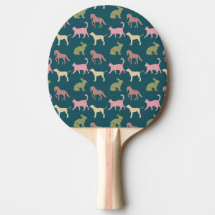 Raquette De Ping Pong Chien Chat Cheval Animal Silhouettes Motif