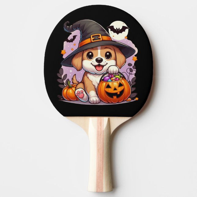 Raquette De Ping Pong Chien/chiot d'Halloween mignon (Devant)