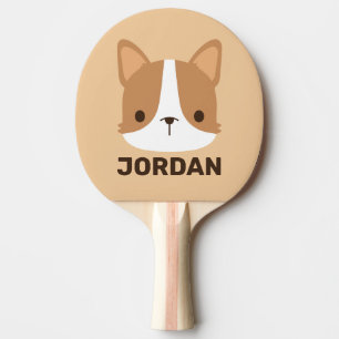 Raquette De Ping Pong Chien Corgi mignon avec nom personnalisé