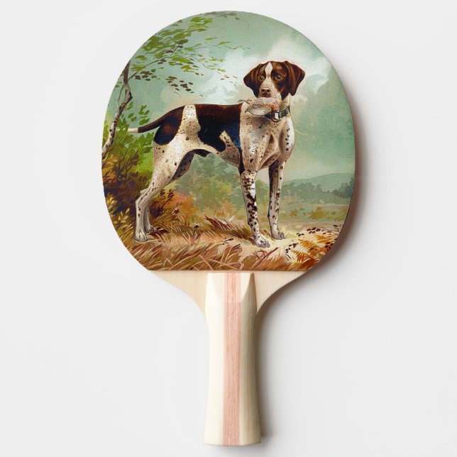 Raquette De Ping Pong Chien de chasse avec oiseau dans la bouche (Devant)