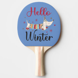 Raquette De Ping Pong Chien de patinage sur glace mignon