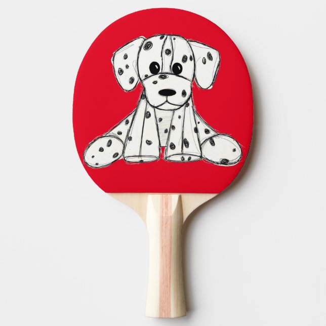 Raquette De Ping Pong Chien en dalmate dessin simple noir (Devant)