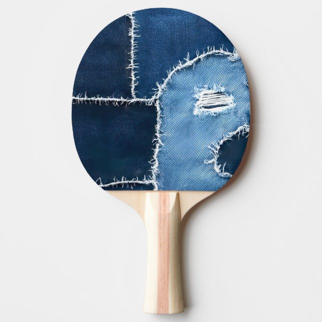 Raquette De Ping Pong Chien Patchwork Art Denim (Devant)