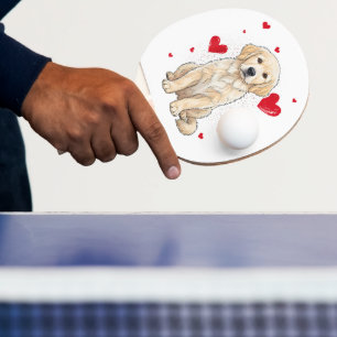 Raquette De Ping Pong Chien Retriever Anglais Mignon Crème Dorée